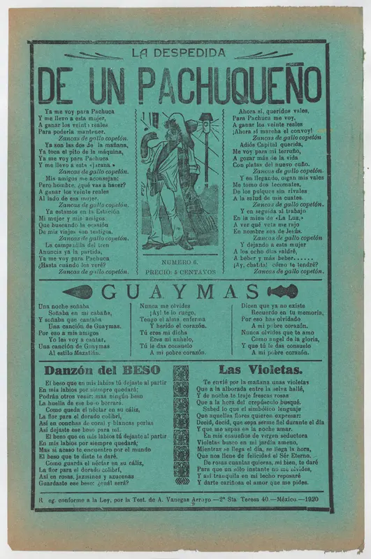 Broadsheet with love songs, man wearing a sarape standing in the street Wall Art by José Guadalupe Posada - High-Resolution Digital Print