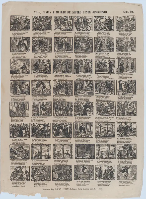 Broadside with 48 scenes of the life of Jesus Christ Wall Art by José Noguera - High-Resolution Digital Print