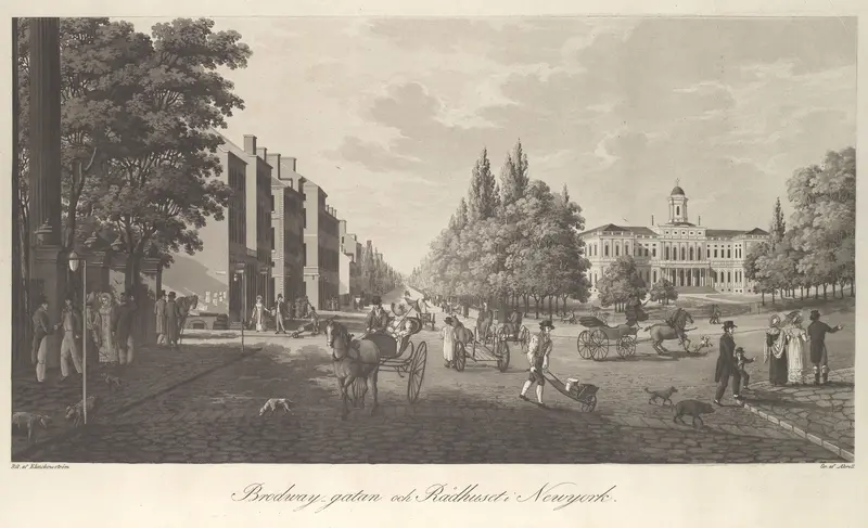 Broadway and City Hall in New York (Brodway-Gatan Och Rådhuset i New York) Wall Art by Carl Fredrik Akrell - High-Resolution Digital Print