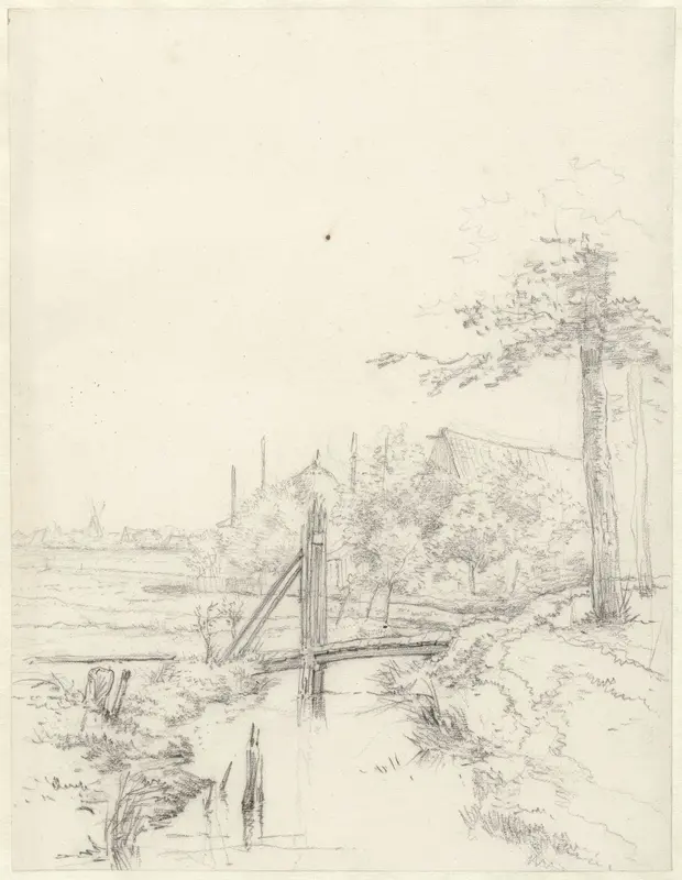 Brug over een sloot bij een boerderij Wall Art by Abraham Johannes Ruytenschildt - High-Resolution Digital Print