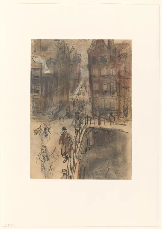 Brug over het Singel bij de Oud Spiegelstraat te Amsterdam Wall Art by Isaac Israels - High-Resolution Digital Print