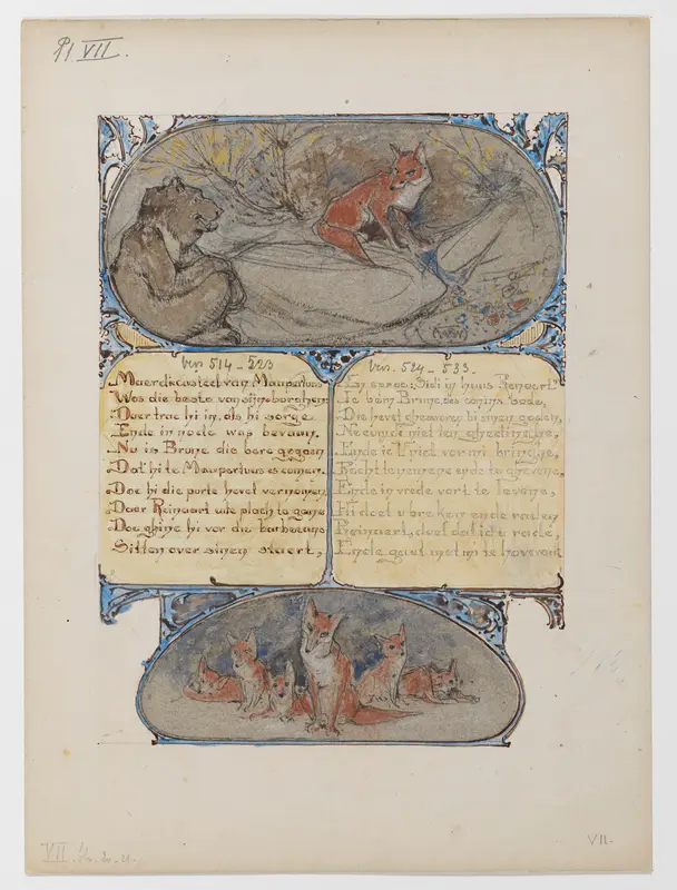 Bruin bij Reinaert voor zijn hol Wall Art by Bernard Willem Wierink - High-Resolution Digital Print