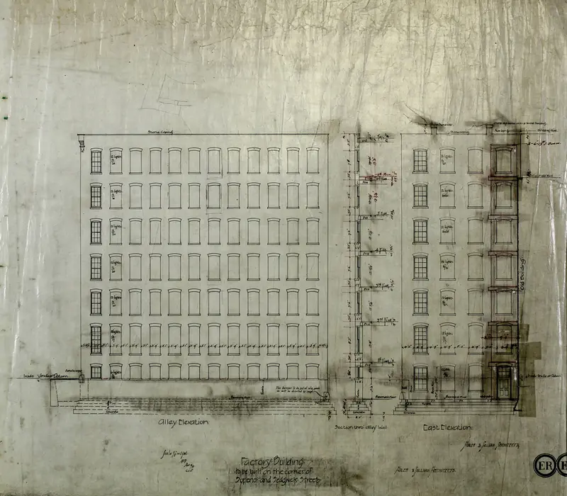 Brunswick Balke Collender Company Factory Building, Chicago, Illinois, Elevation and Section