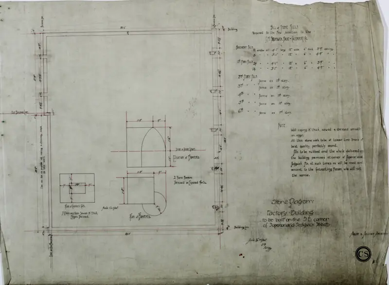 Brunswick Balke Collender Company Factory Building, Chicago, Illinois, Stone Specifications