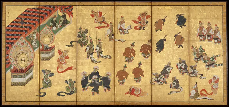 Bugaku Dancers Wall Art by Kano Yasunobu - High-Resolution Digital Print