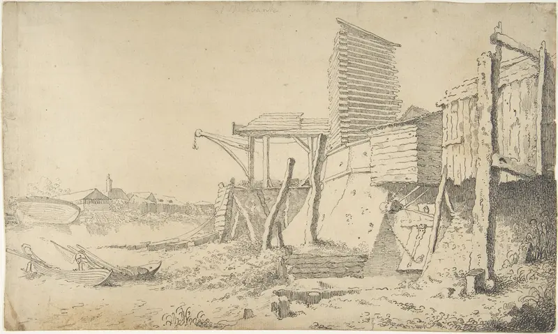 Building On a Riverbank Wall Art by Anonymous, British, late 18th century - High-Resolution Digital Print