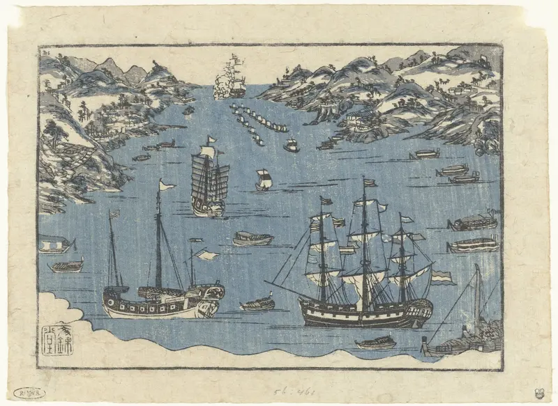 Buitenlandse schepen in de haven van Nagasaki Wall Art by Unknown - High-Resolution Digital Print
