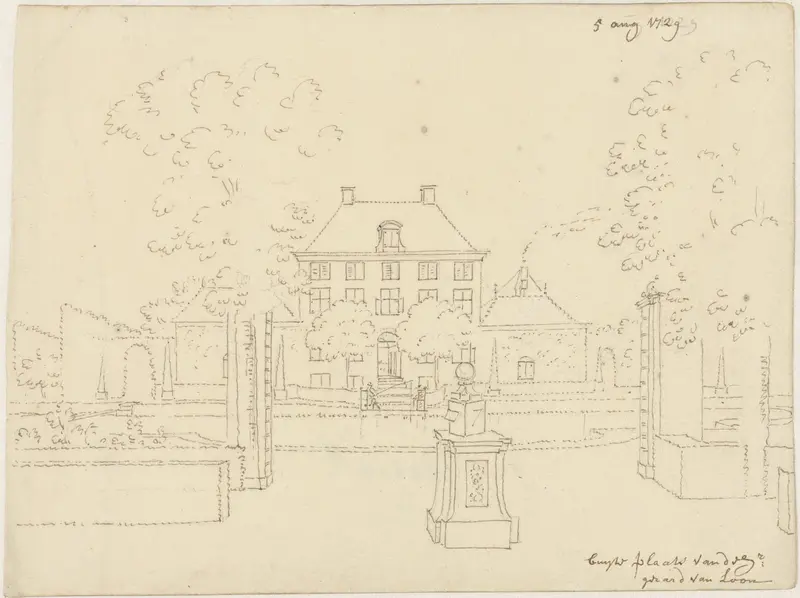 Buitenplaats van Gerard van Loon, achteraanzicht met tuin Wall Art by Cornelis Pronk - High-Resolution Digital Print
