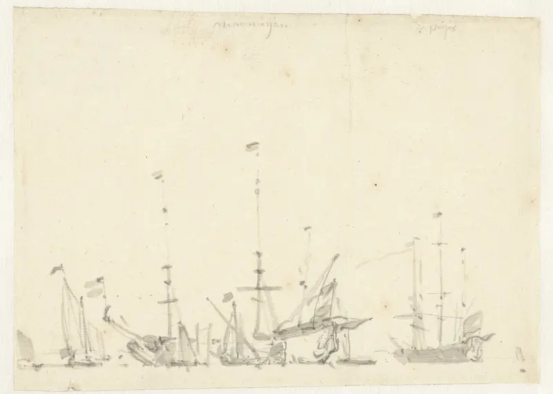 Buitgemaakte Engelse schepen bij Hellevoetsluis Wall Art by Unknown - High-Resolution Digital Print