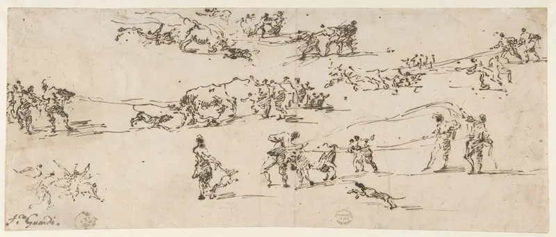 Bullbaiting in a Venetian Piazza Wall Art by Francesco Guardi - High-Resolution Digital Print