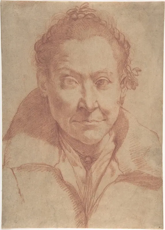 Bust-Length Portrait of a Woman (recto); Bust-Length Study of a Girl (verso) Wall Art by Agostino Carracci - High-Resolution Digital Print