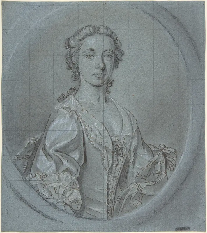 Bust-length portrait study of a young woman with a striped shawl Wall Art by Joseph van Aken - High-Resolution Digital Print