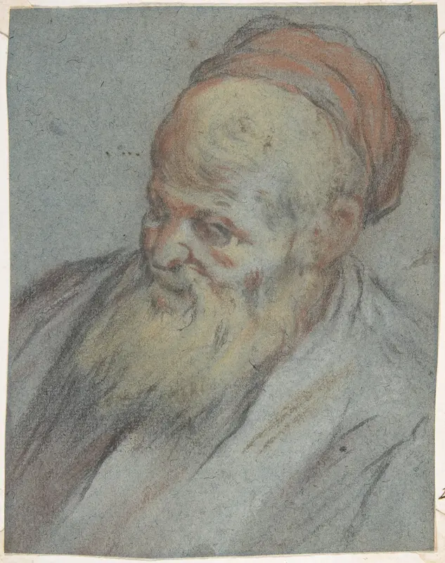 Bust-Length Study of a Bearded Man with Cap in Three-Quarter View Wall Art by Jacopo Bassano (Jacopo da Ponte) - High-Resolution Digital Print