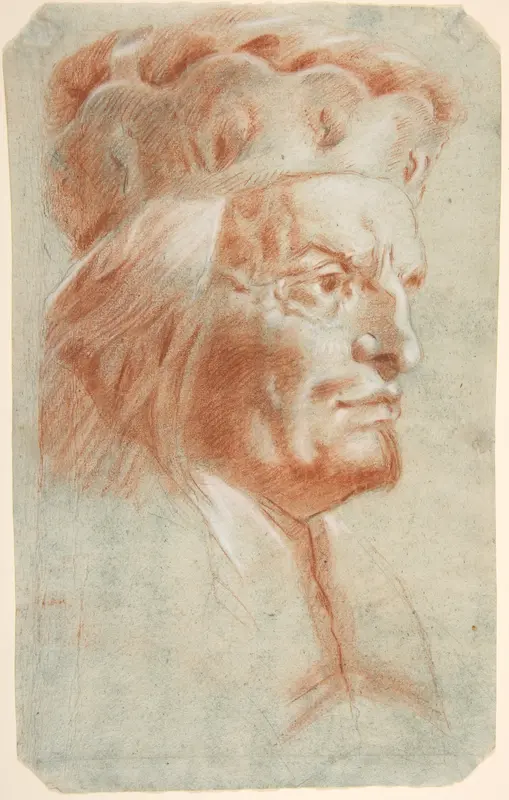 Bust-Length Study of a Man Wearing a Hat in Three-Quarter View (a Frankish Nobleman) Wall Art by Lorenzo Tiepolo - High-Resolution Digital Print