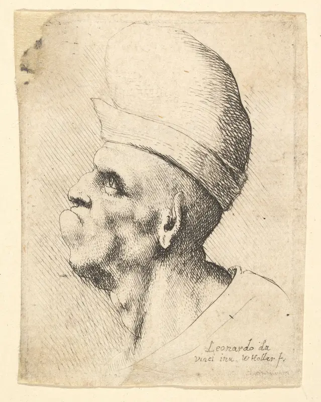 Bust of a deformed man wearing a bulbous hat in profile to the left Wall Art by Wenceslaus Hollar - High-Resolution Digital Print