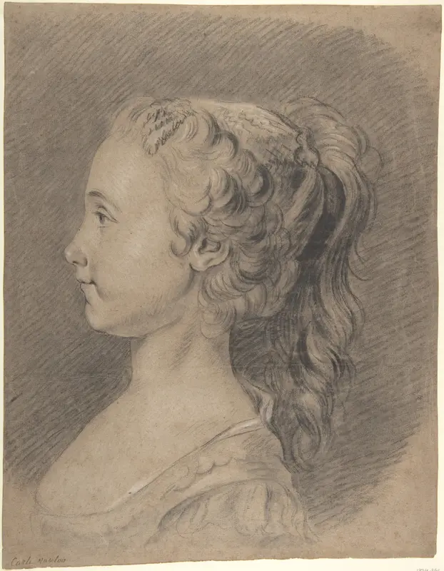 Bust of a Young Girl, Profile to Left Wall Art by Carle (Charles André) Vanloo - High-Resolution Digital Print