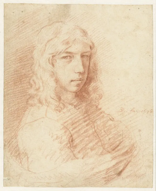 Bust of a Young Man with Long Hair Wall Art by Dirck de Bray - High-Resolution Digital Print