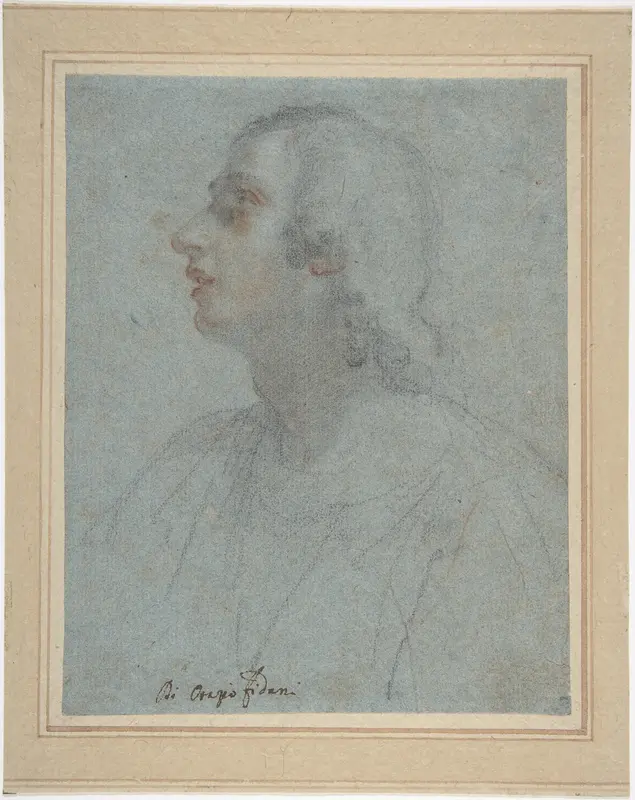 Bust of a Youth Looking to Upper Left (recto); Study of Drapery (verso) Wall Art by Orazio Fidani - High-Resolution Digital Print
