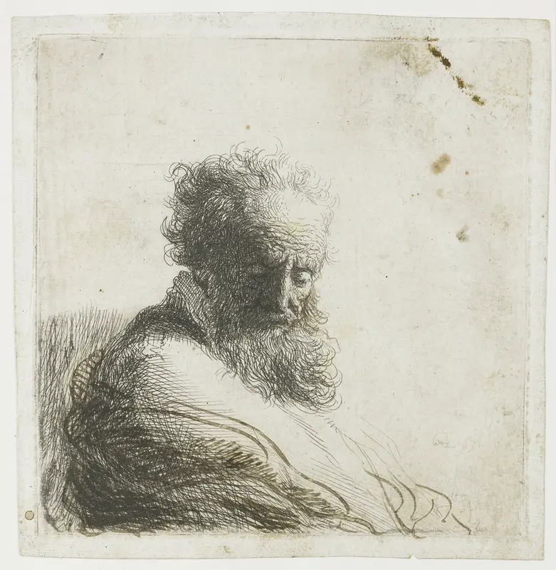 Bust of an old bearded man, looking down, three quarters right Wall Art by Unknown - High-Resolution Digital Print