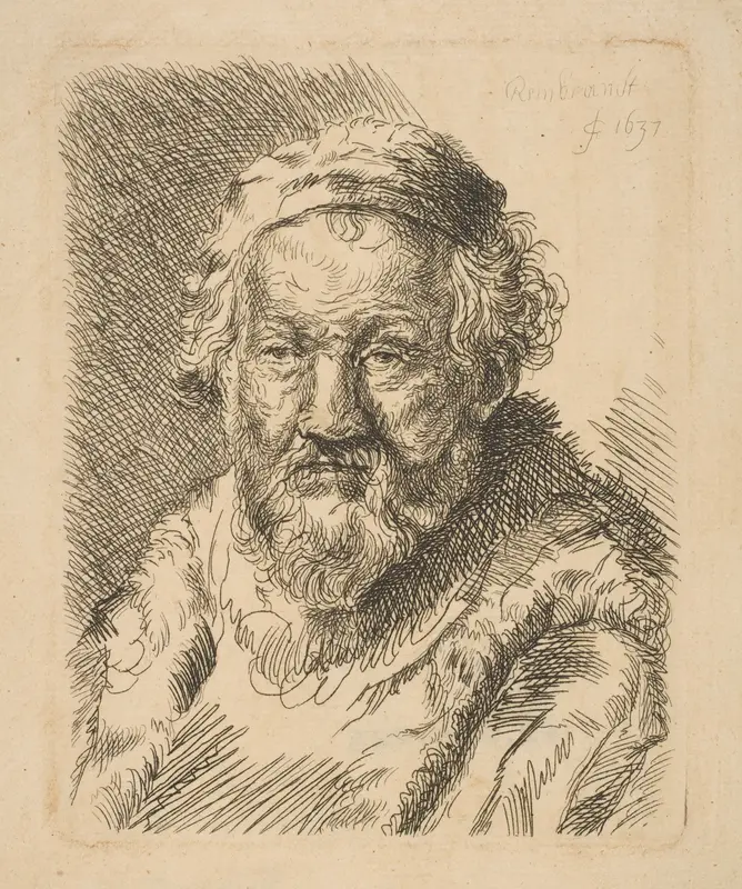 Bust of an Old Man in a Coat and Fur Collar (copy) Wall Art by Rembrandt (Rembrandt van Rijn) - High-Resolution Digital Print
