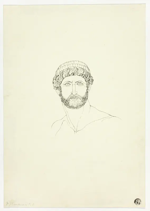 Bust of Bearded Man Wall Art by John Flaxman - High-Resolution Digital Print