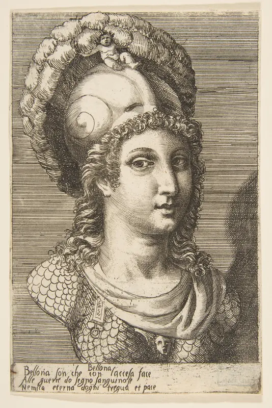 Bust of Bellona Wall Art by Giulio Bonasone - High-Resolution Digital Print