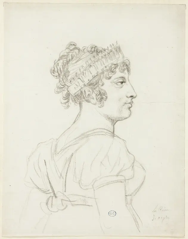 Bust of Caroline Bonaparte, Princess Murat, Queen of Naples Wall Art by Jacques Louis David - High-Resolution Digital Print