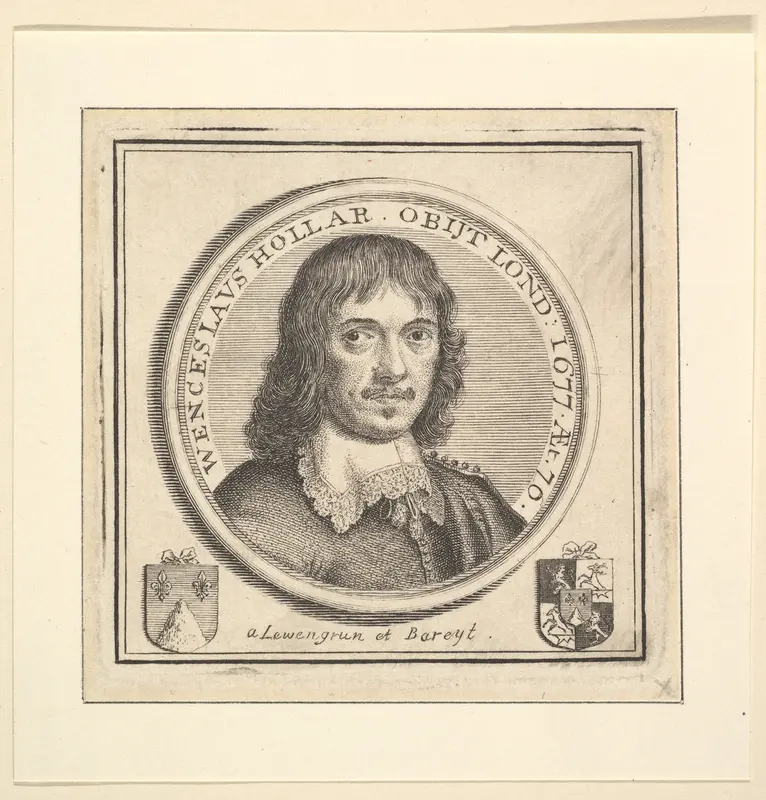 Bust of Hollar in a Circular Frame (published in Vertue's, Description of the Works of the Ingenious Delineator & Engraver, Wenceslaus Hollar) Wall Art by George Vertue - High-Resolution Digital Print