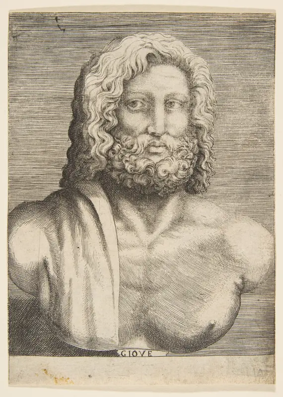 Bust of Jupiter Wall Art by Giulio Bonasone - High-Resolution Digital Print