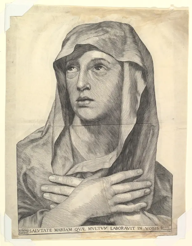 Bust of Mary with Crossed Hands Wall Art by Wilhelm Traut - High-Resolution Digital Print