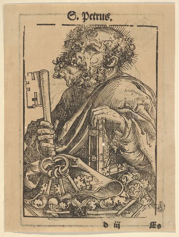 Bust of Saint Peter, from the "Large Series of Wittenberg Reliquaries"; verso: Martin Luther (1548) Wall Art by Lucas Cranach the Elder - High-Resolution Digital Print