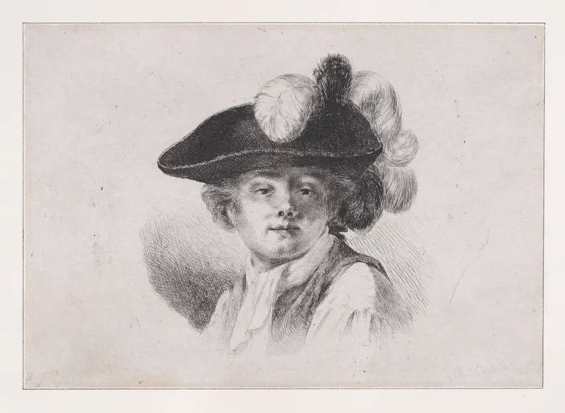 Bust Portrait of Man in a Plumed Hat Wall Art by Baron Dominique Vivant Denon - High-Resolution Digital Print