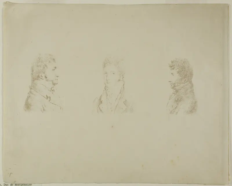 Bust Portraits of Three Brothers Wall Art by Antoine Philippe d'Orléans - High-Resolution Digital Print