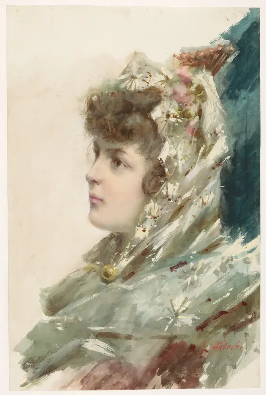 Buste van een jonge vrouw, in profiel naar links Wall Art by A. Salanti - High-Resolution Digital Print