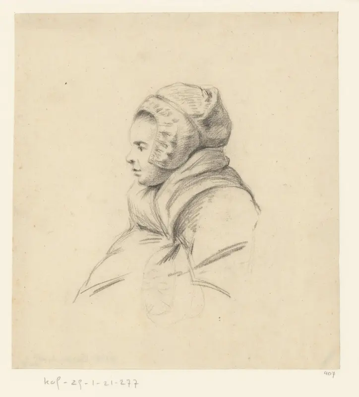 Buste van een vrouw met muts Wall Art by Unknown - High-Resolution Digital Print