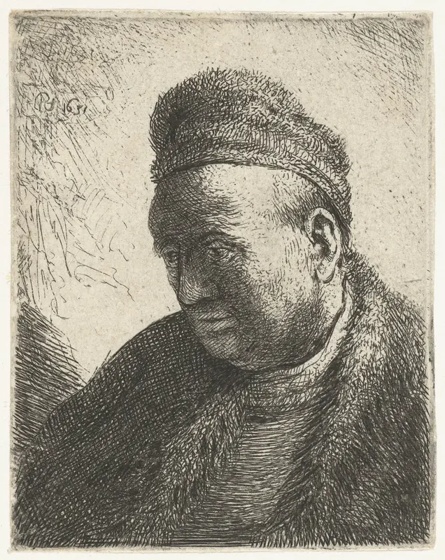 Buste van man met bontmantel en bontmuts Wall Art by Unknown - High-Resolution Digital Print