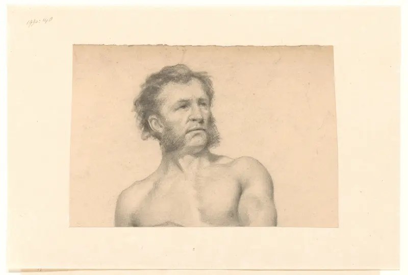 Buste van mannelijk naakt, driekwart naar rechts Wall Art by Johan Braakensiek - High-Resolution Digital Print