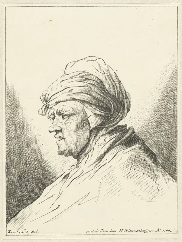Buste van oude vrouw, naar links Wall Art by Hendrik Nieuwenhuysen - High-Resolution Digital Print