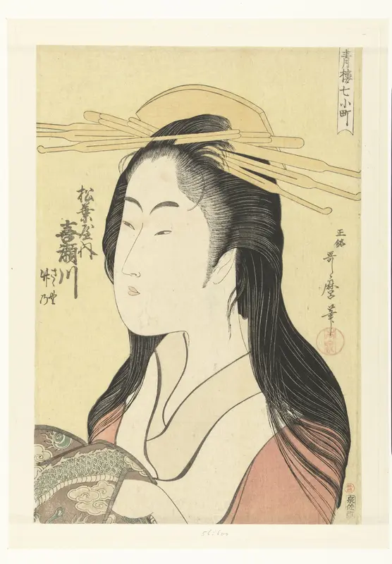 Busteportret van de courtisane Kisegawa uit het Matsubaya huis. Wall Art by Unknown - High-Resolution Digital Print