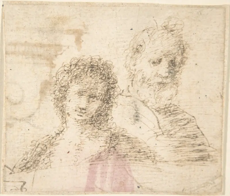 Busts of a Young Woman and an Old Bearded Man Wall Art by Anonymous, Spanish, School of Seville, 17th century - High-Resolution Digital Print