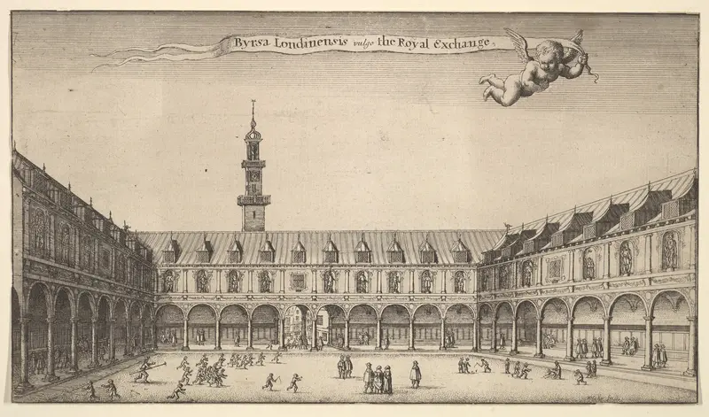 Byrsa Londinensis vulgo the Royal Exchange (Royal Exchange, London) Wall Art by Wenceslaus Hollar - High-Resolution Digital Print