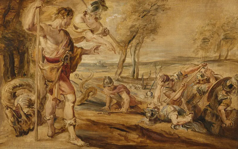 Cadmus, Guided by Minerva, Observes the Spartoi Fighting Wall Art by Unknown - High-Resolution Digital Print
