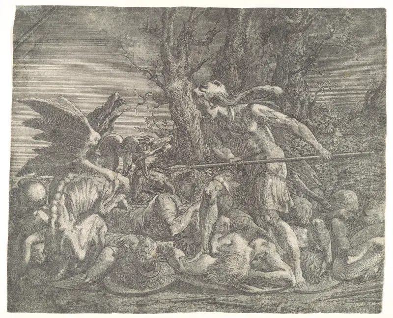 Cadmus killing the Dragon Wall Art by Léon Davent - High-Resolution Digital Print