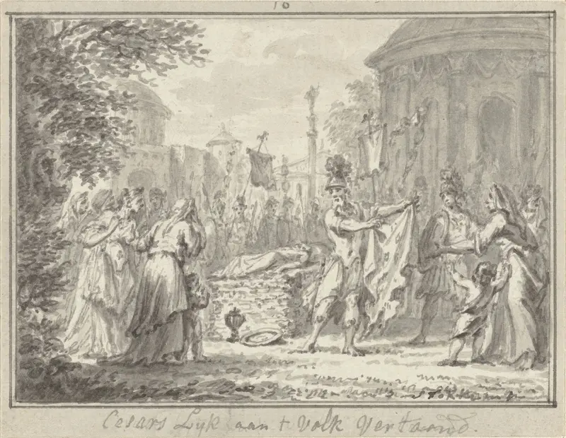 Caesars lijk aan het volk getoond Wall Art by Simon Fokke - High-Resolution Digital Print