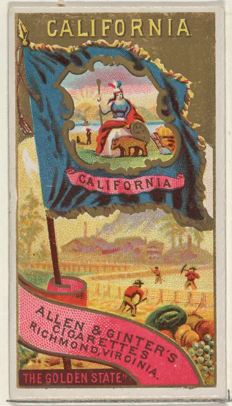 California, from Flags of the States and Territories (N11) for Allen & Ginter Cigarettes Brands Wall Art by Allen & Ginter - High-Resolution Digital Print