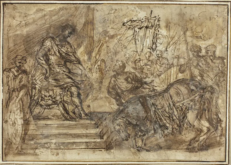 Caligula Appointing His Horse Incitatus to the Consulship Wall Art by Style of Pietro da Cortona - High-Resolution Digital Print