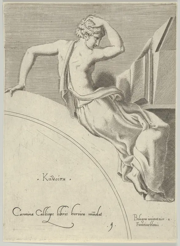 Calliope, from "The Muses and the Three Goddesses" Wall Art by Anonymous, French-Italian, 17th century - High-Resolution Digital Print