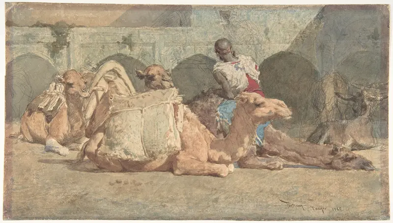 Camels Reposing, Tangiers Wall Art by Mariano Fortuny Marsal - High-Resolution Digital Print