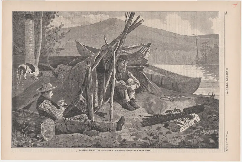 Camping Out in Adirondacks (from "Harper's Weekly," Vol. XVIII) Wall Art by Winslow Homer - High-Resolution Digital Print