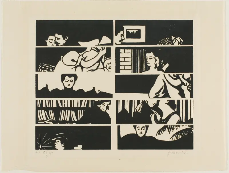 Cancellation sheet, fragments of ten woodblocks from Intimacies Wall Art by Félix Edouard Vallotton - High-Resolution Digital Print